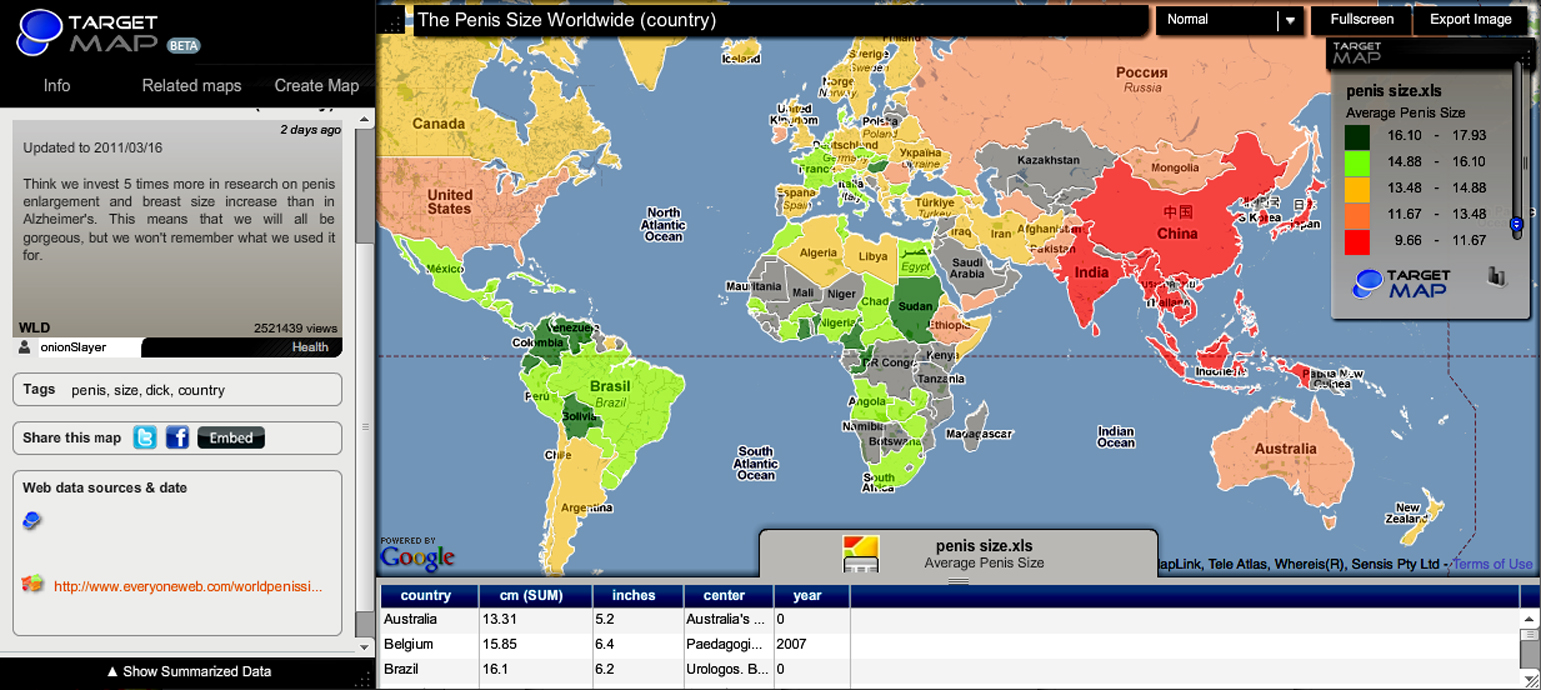 Insightful Maps Show The Difference Between Average Penis Size And Breast  Size Around The World