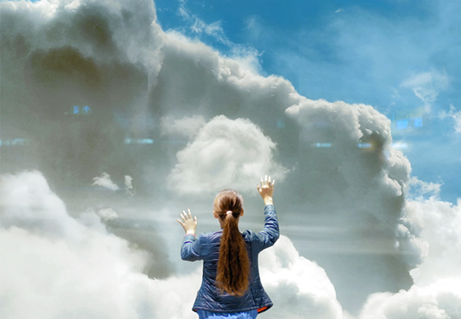 Daan Roosegaarde's BEYOND 3D Cloud Installation in Amsterdam Airport