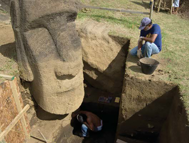 Easter Island's Moai heads being excavated by archaeologists