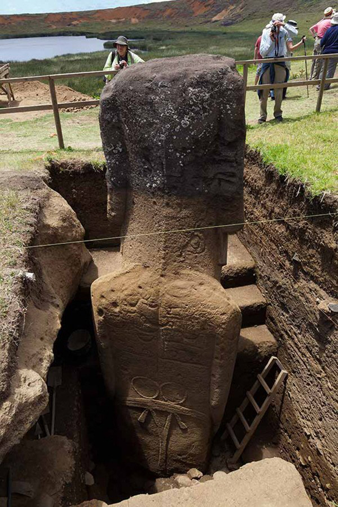 Easter Island's Moai heads being excavated by archaeologists