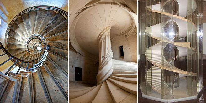 Leonardo da Vinci's double helix "DNA Staircase" inside the Château de Chambord