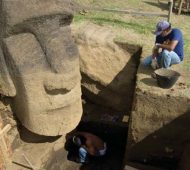 Easter Island's Moai heads being excavated by archaeologists