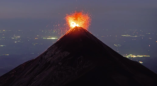Incredible Lavafountaining Footage of Guatemala's Fuego Volcano