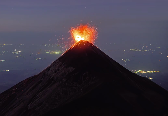 Incredible Lavafountaining Footage of Guatemala's Fuego Volcano